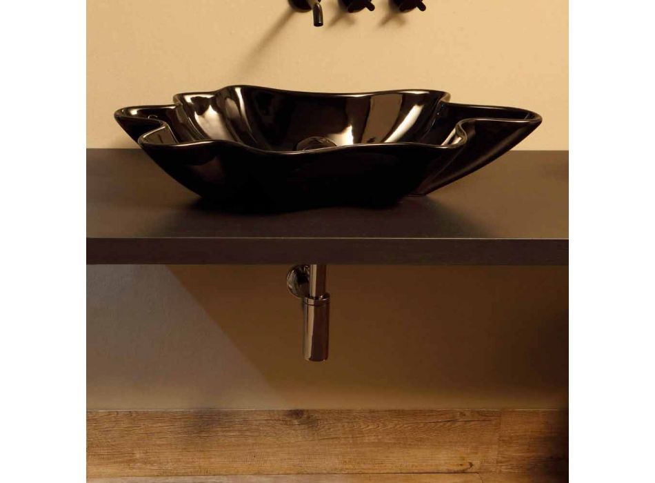Design moderno bancada lavatório de cerâmica preto feito na Itália Rayan