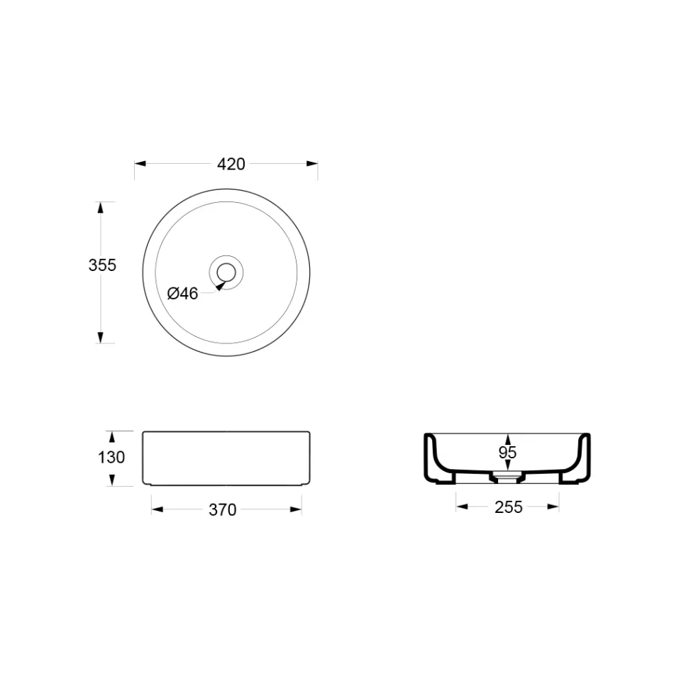Lavatório de cerâmica de bancada com 42 cm de diâmetro, fabricado na Itália - Menina Viadurini
