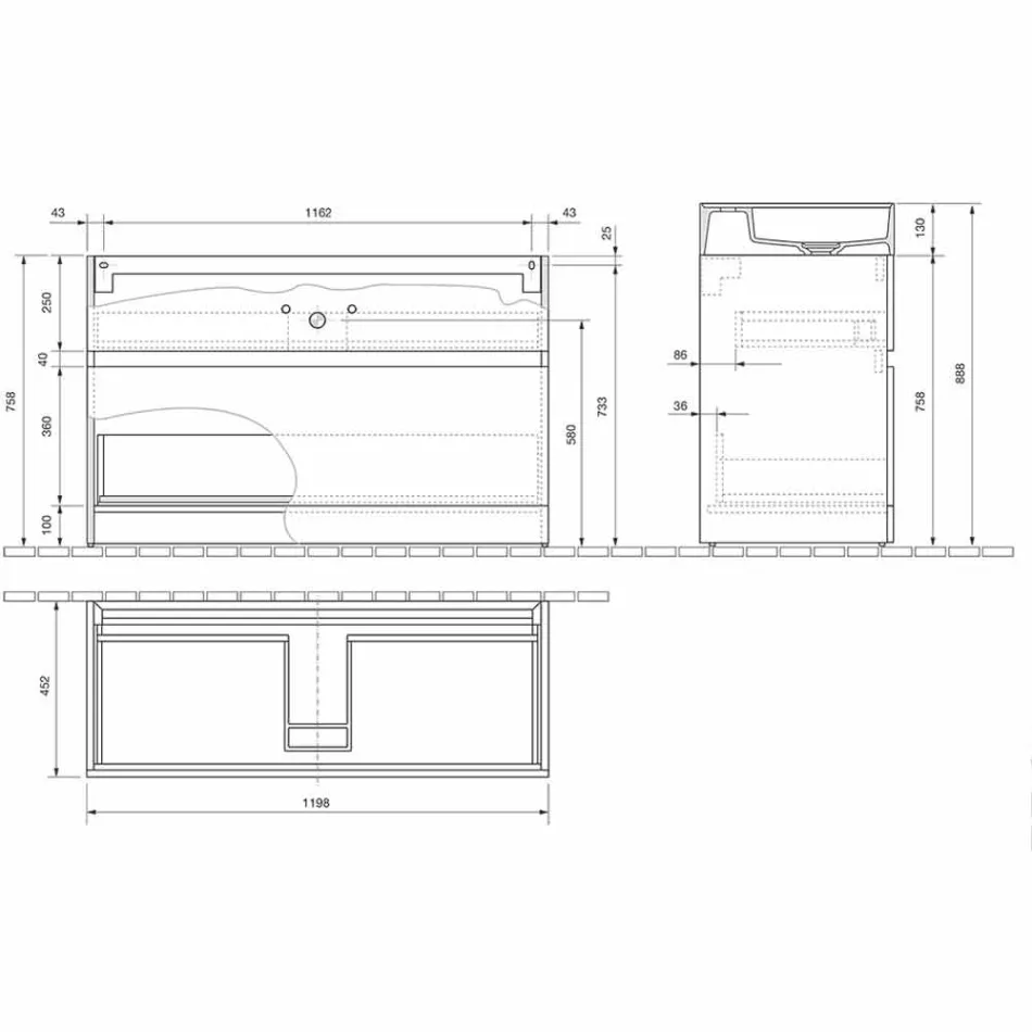 Lavatório Duplo com Armário de Piso Design Moderno em Laminado - Pompeia Viadurini