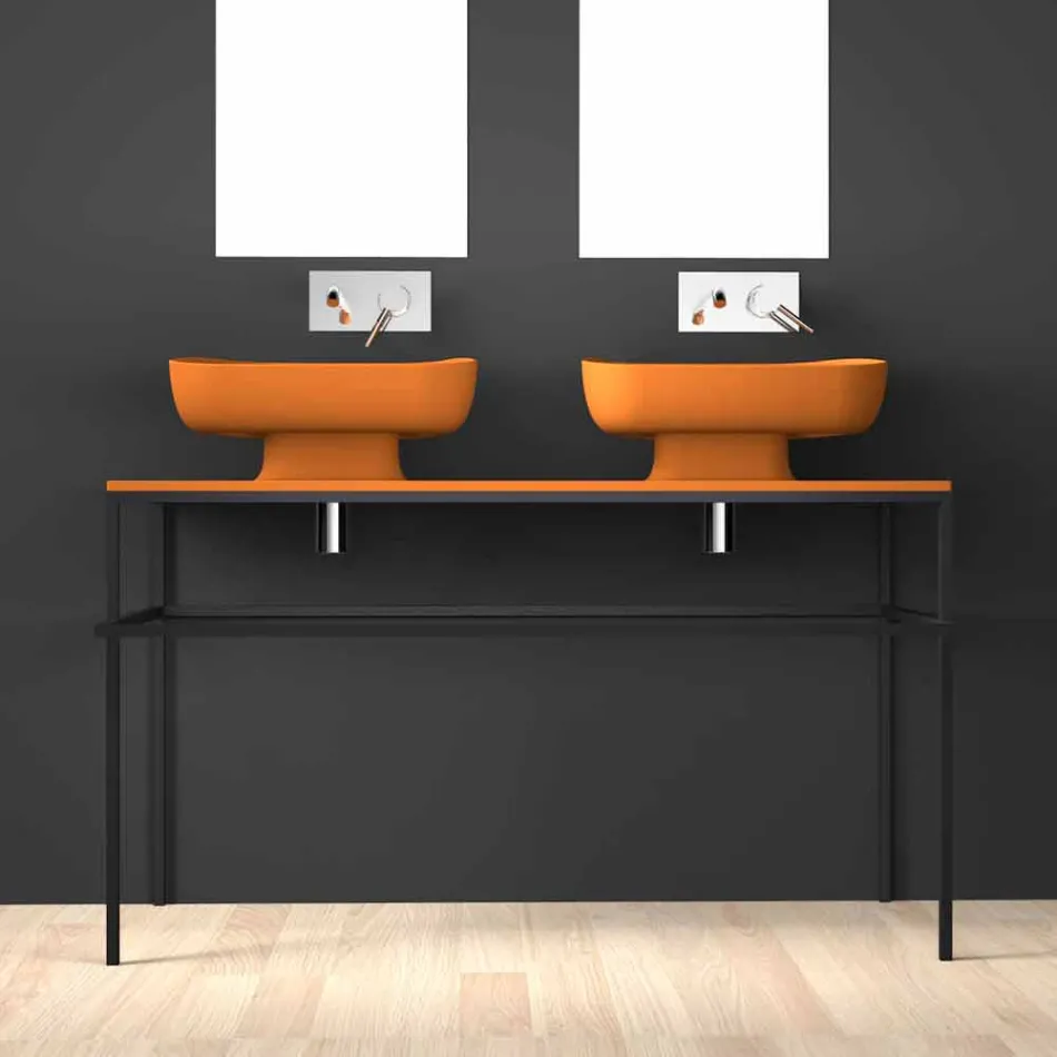 Lavatório moderno de parede dupla de cerâmica feito na Itália, Reale Viadurini