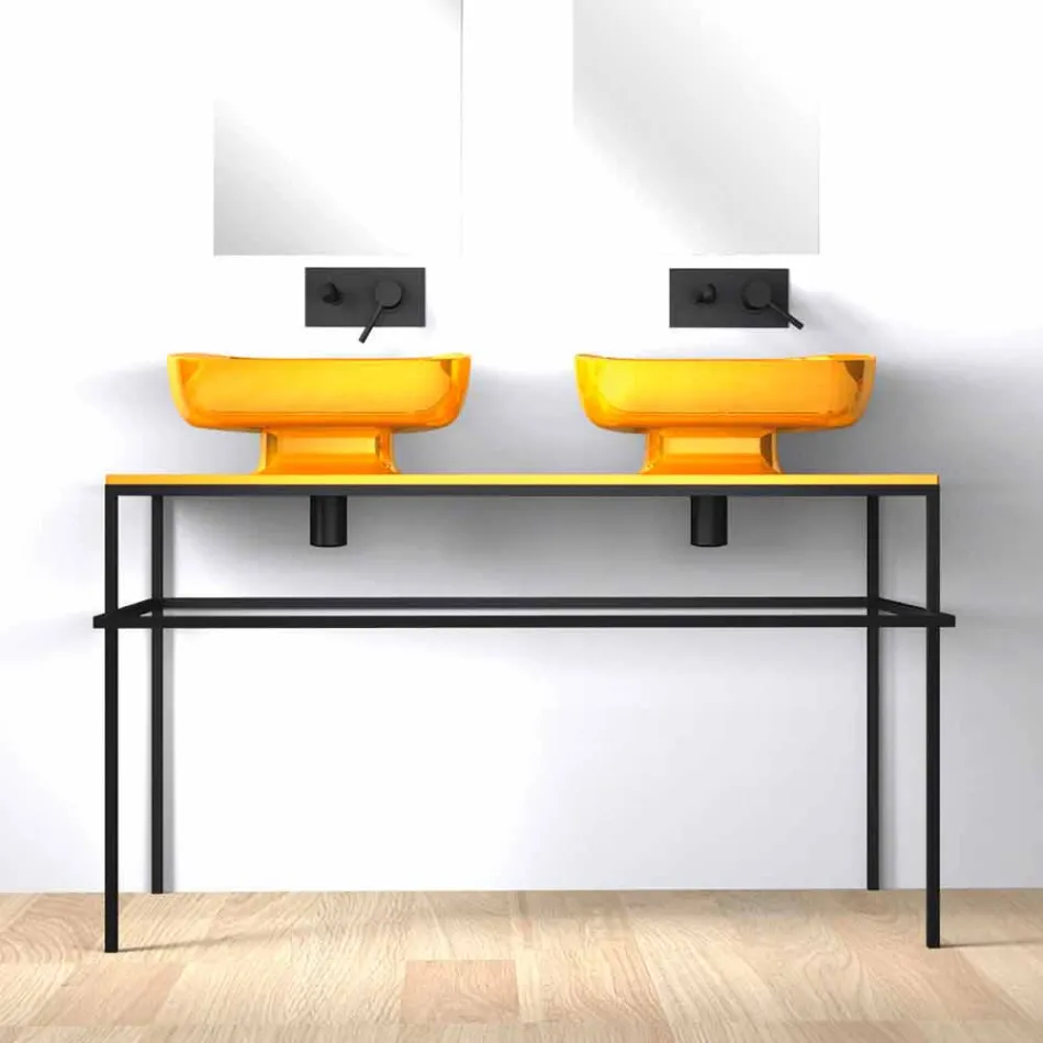 Lavatório moderno de parede dupla de cerâmica feito na Itália, Reale Viadurini