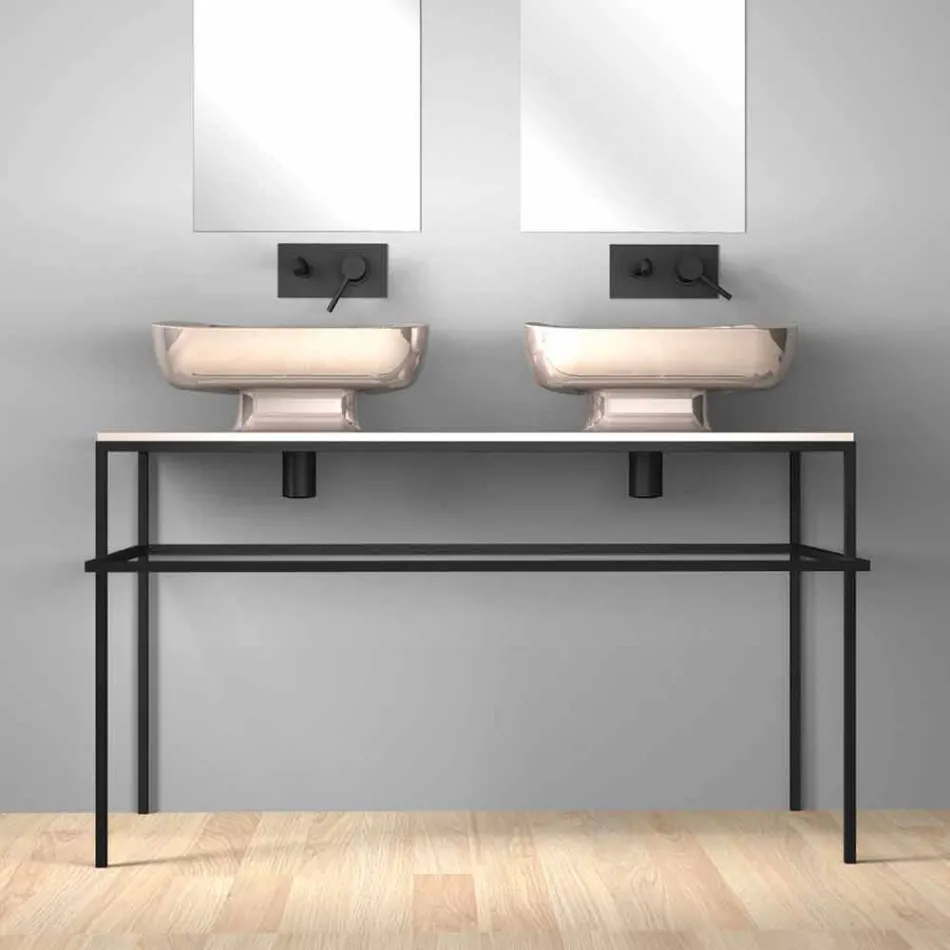 Lavatório moderno de parede dupla de cerâmica feito na Itália, Reale Viadurini