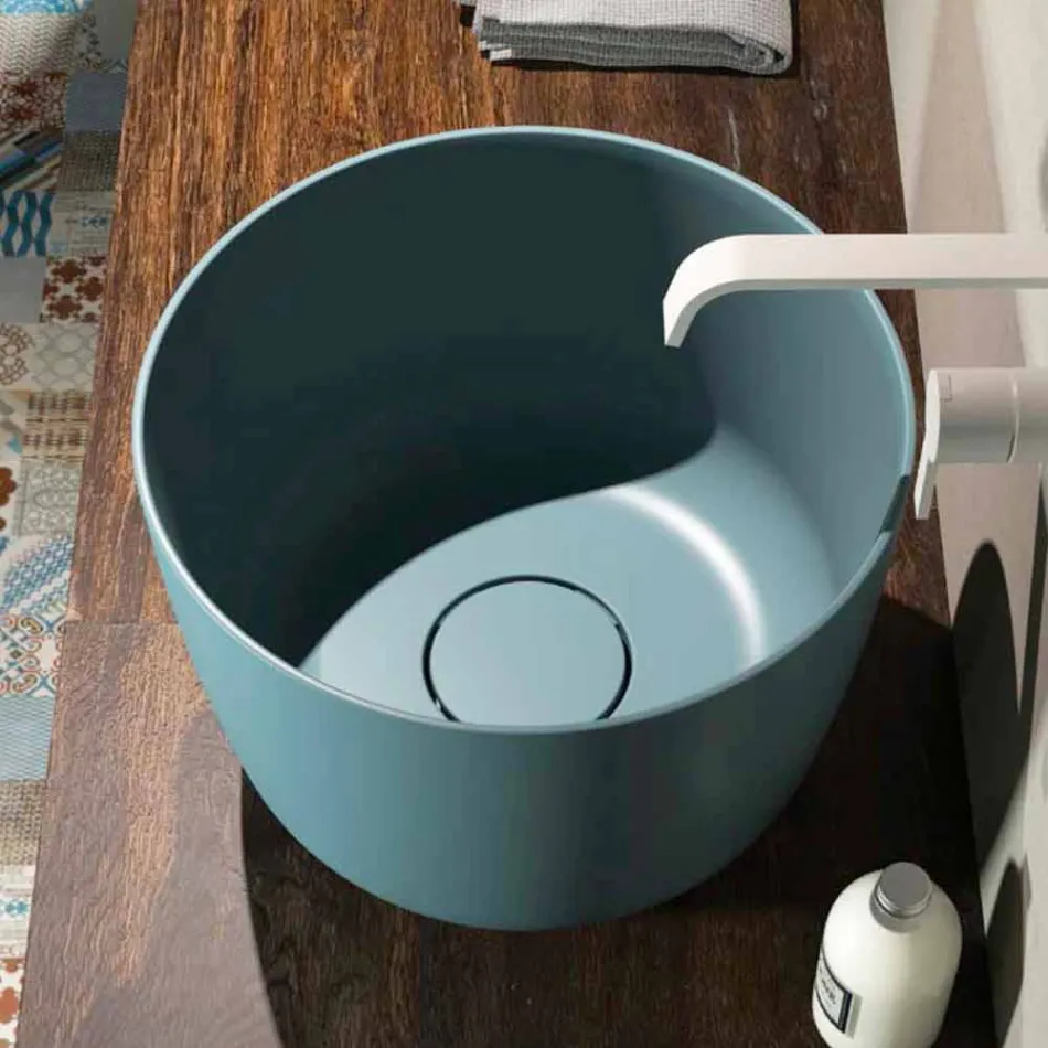 Lavatório autoportante circular autoportante produzido na Itália, Lallio Viadurini