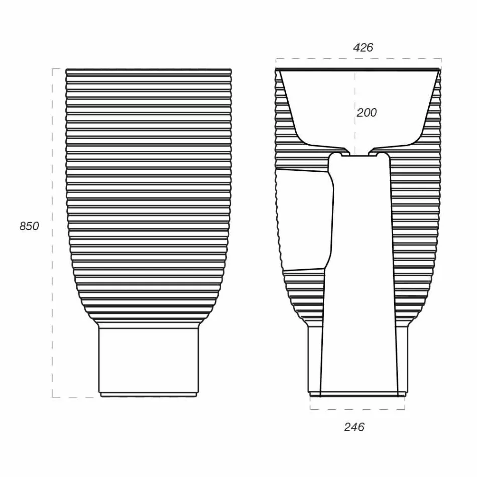 Lavatório autoportante em cerâmica branca ou colorida Trabia Viadurini