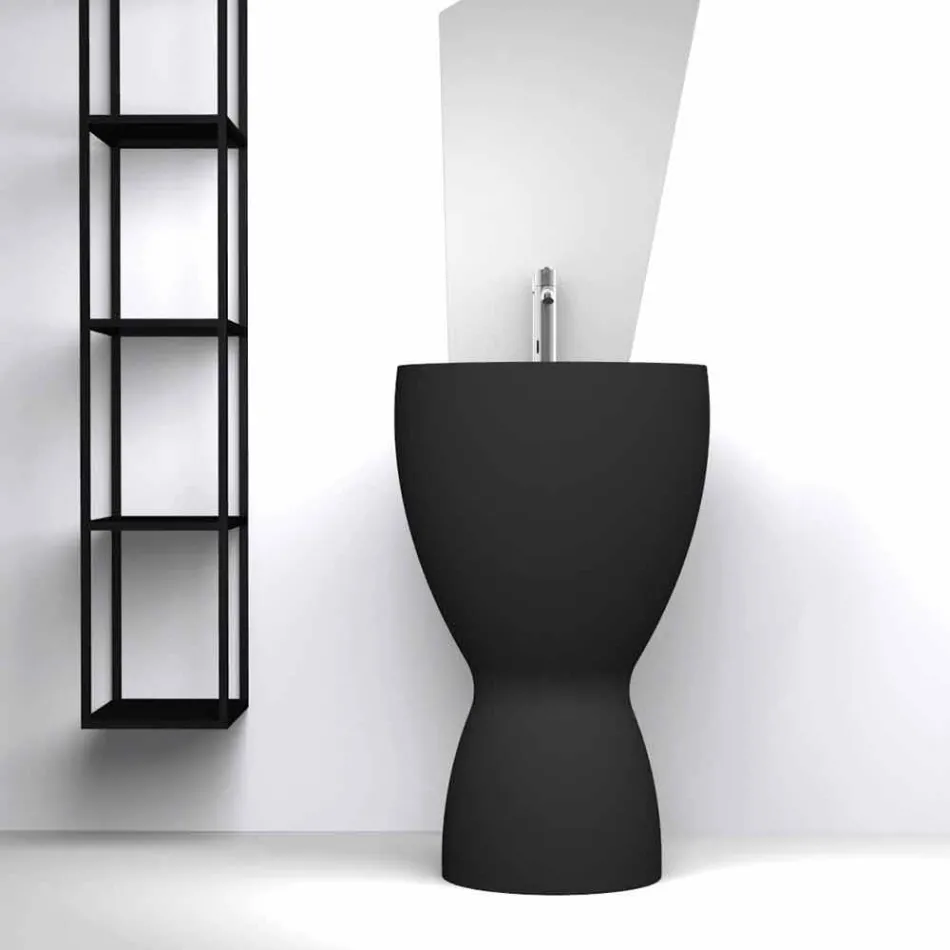 Lavatório autoportante moderno de cerâmica feito na Itália, Basile Viadurini