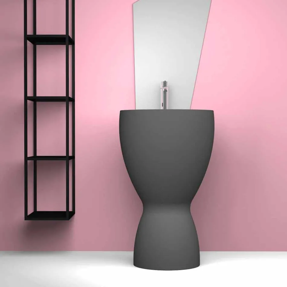 Lavatório autoportante moderno de cerâmica feito na Itália, Basile Viadurini