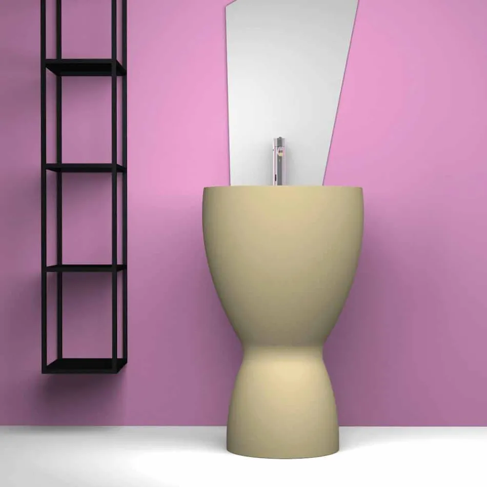 Lavatório autoportante moderno de cerâmica feito na Itália, Basile Viadurini