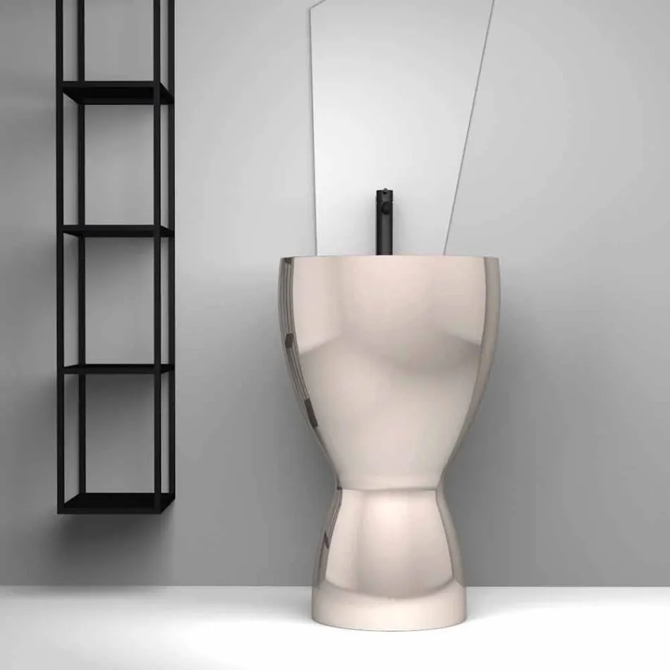 Lavatório autoportante moderno de cerâmica feito na Itália, Basile Viadurini