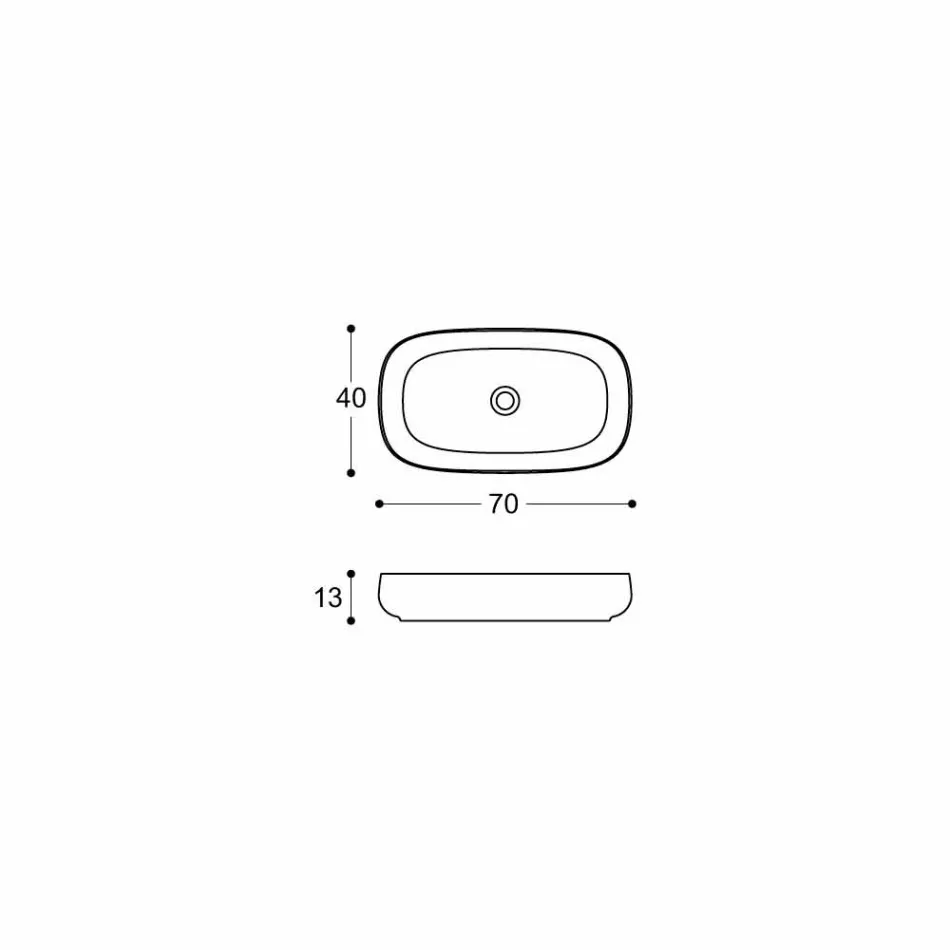 Lavatório de bancada de cerâmica branca de design moderno feito na Itália - Tune1 Viadurini