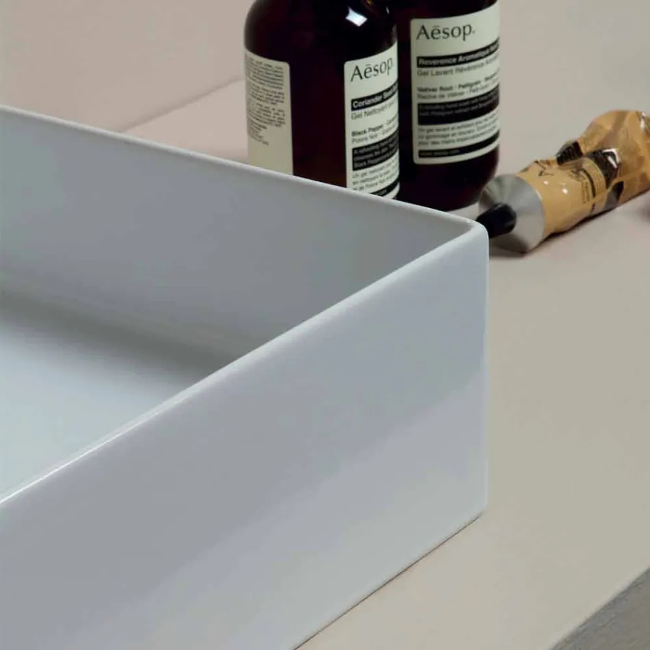 Lavatório de cerâmica de design moderno em pé sol 60 x 37, fabricado na Itália Viadurini