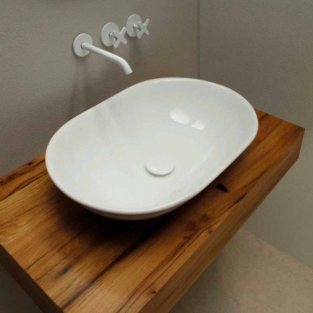 Bancada de lavatório de cerâmica design moderno feita na Itália Viadurini