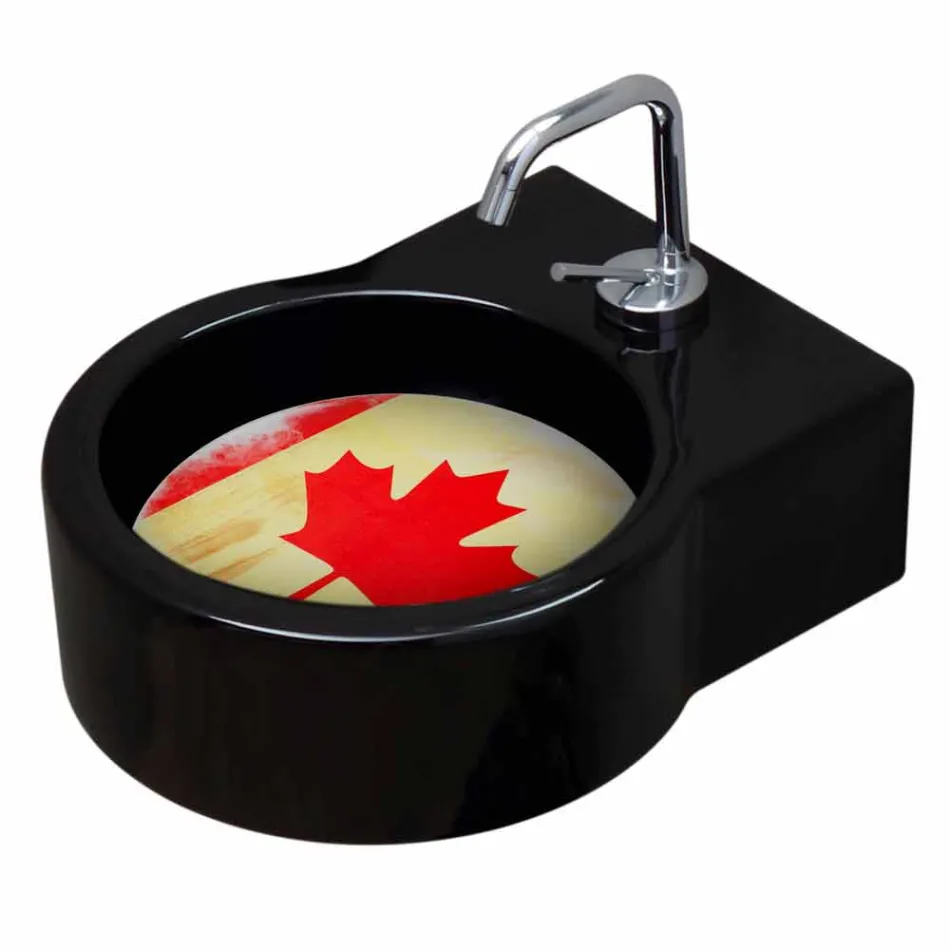 Lavatório autoportante de cerâmica preta / suspenso fabricado em Italy Tor Viadurini