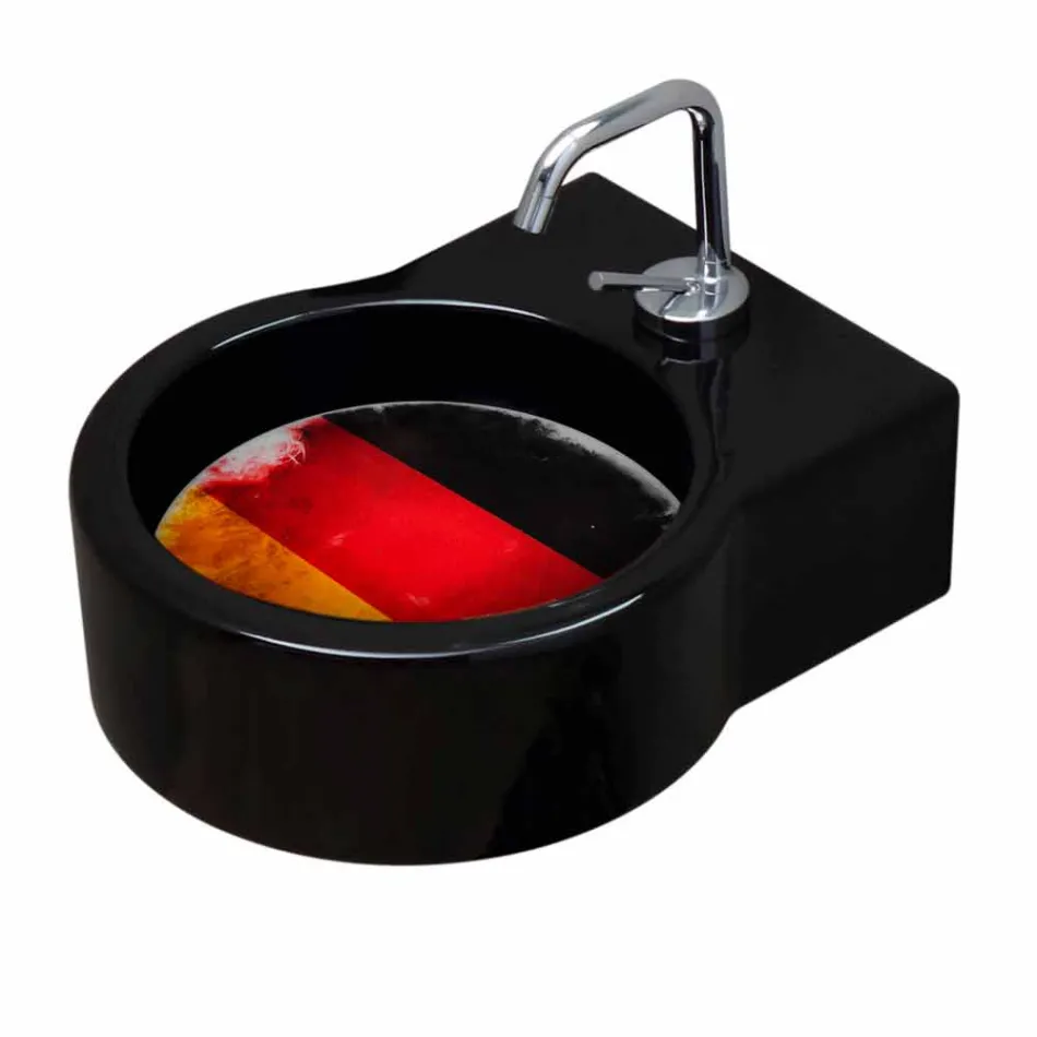 Lavatório autoportante de cerâmica preta / suspenso fabricado em Italy Tor Viadurini