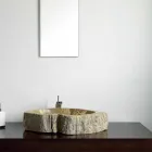 Lavatório de apoio de madeira fóssil Goa Viadurini