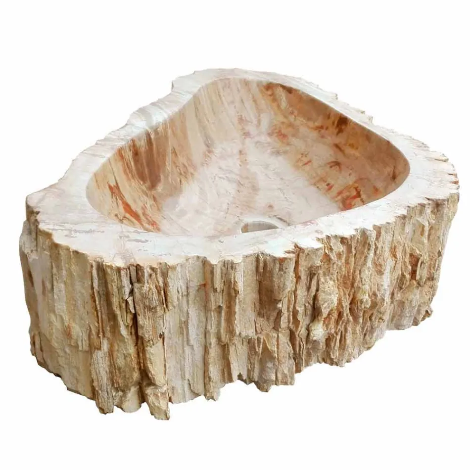 Bancada de pia Fossil de madeira Goa peça única Viadurini