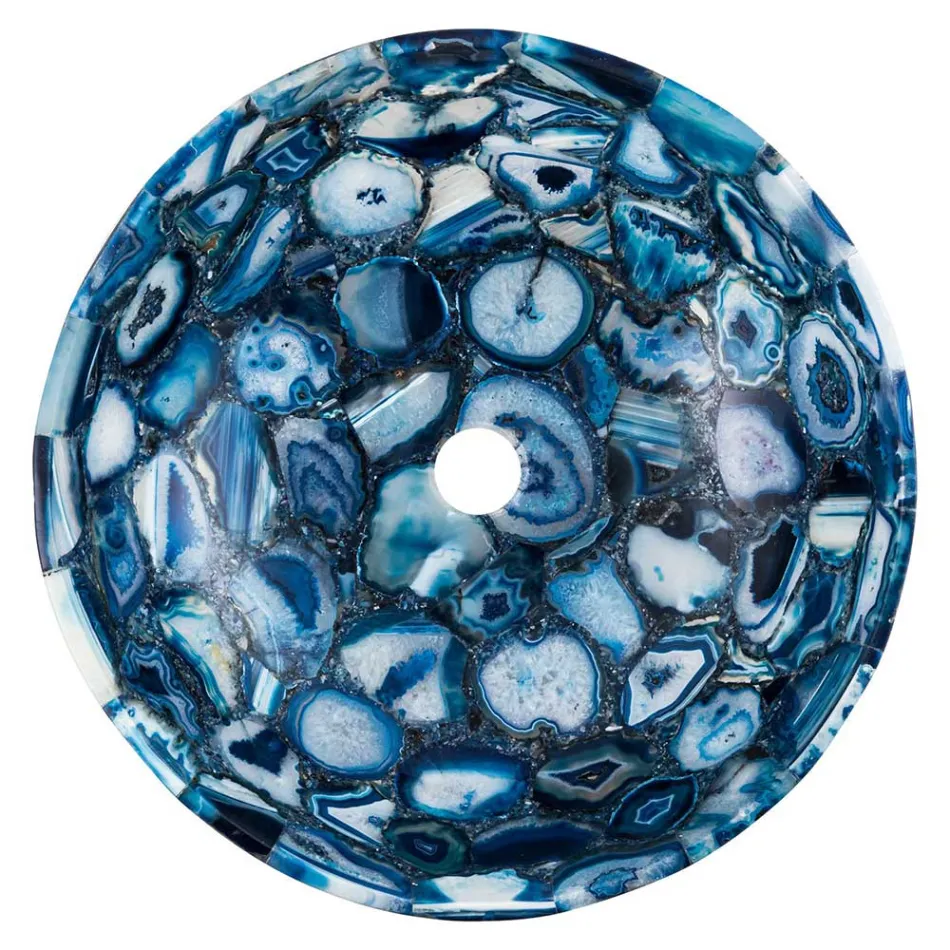 Lavatório de bancada Sasha em pedra ágata, peça única feita à mão Viadurini