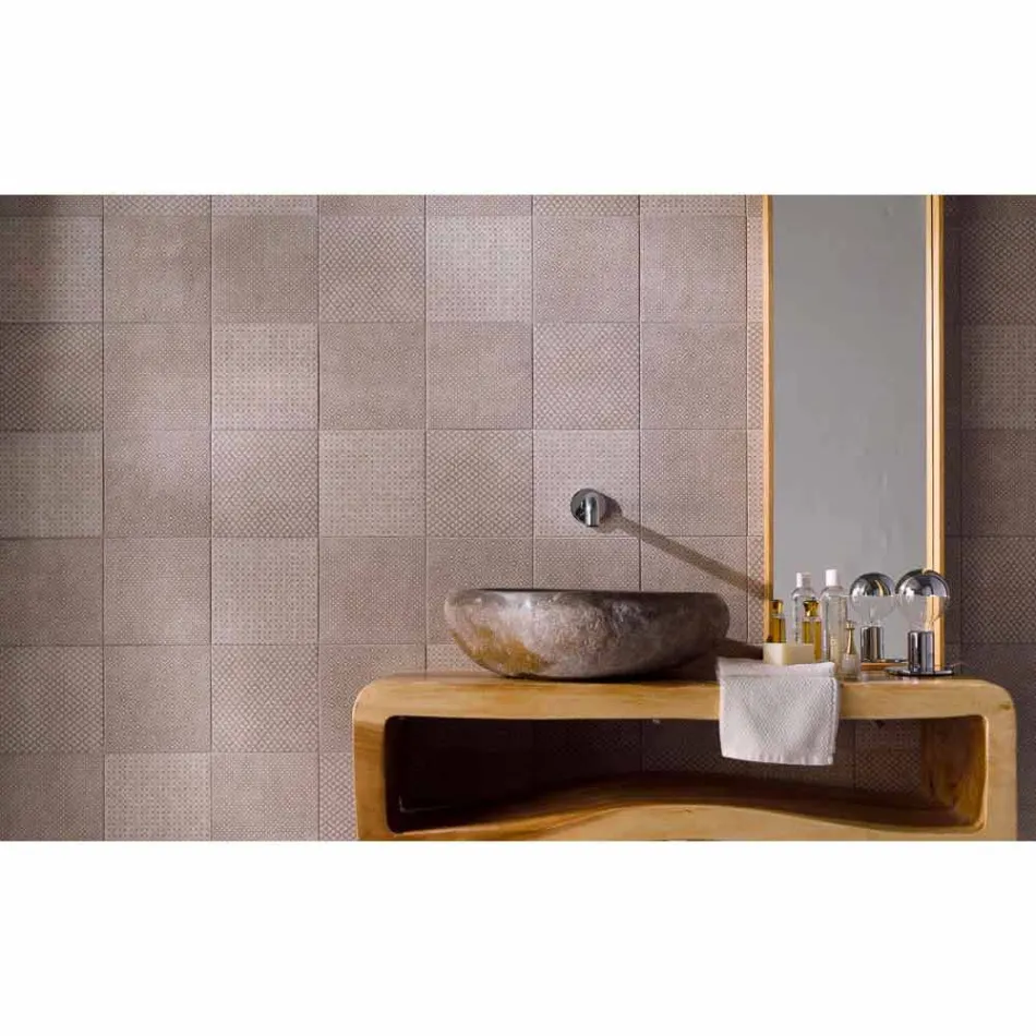 Lavatório de bancada feito à mão em Pietra di Fiume - Aurea Viadurini