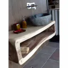 Lavatório de bancada feito à mão em Pietra di Fiume - Aurea Viadurini