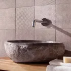 Lavatório de bancada feito à mão em Pietra di Fiume - Aurea Viadurini