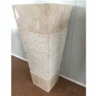 Lavatório em pedra natural com coluna Robin, peça única branca Viadurini