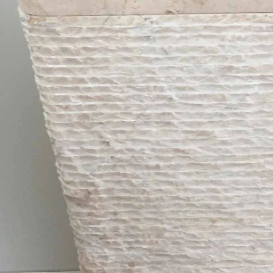 Lavatório em pedra natural com coluna Robin, peça única branca Viadurini