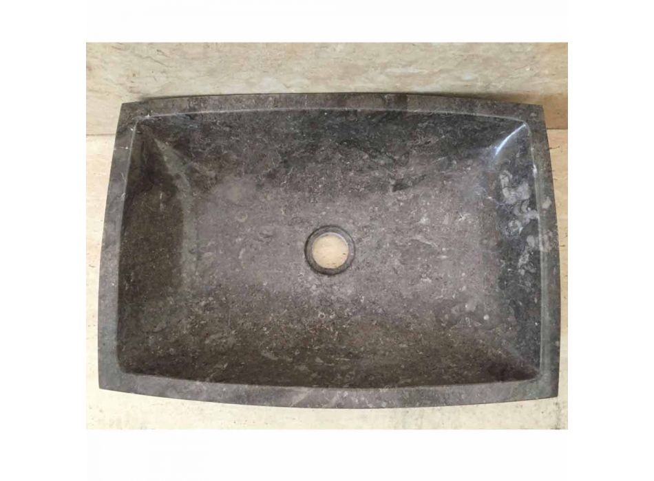 Jero lavatório de apoio de pedra natural, cinza escuro, design Viadurini