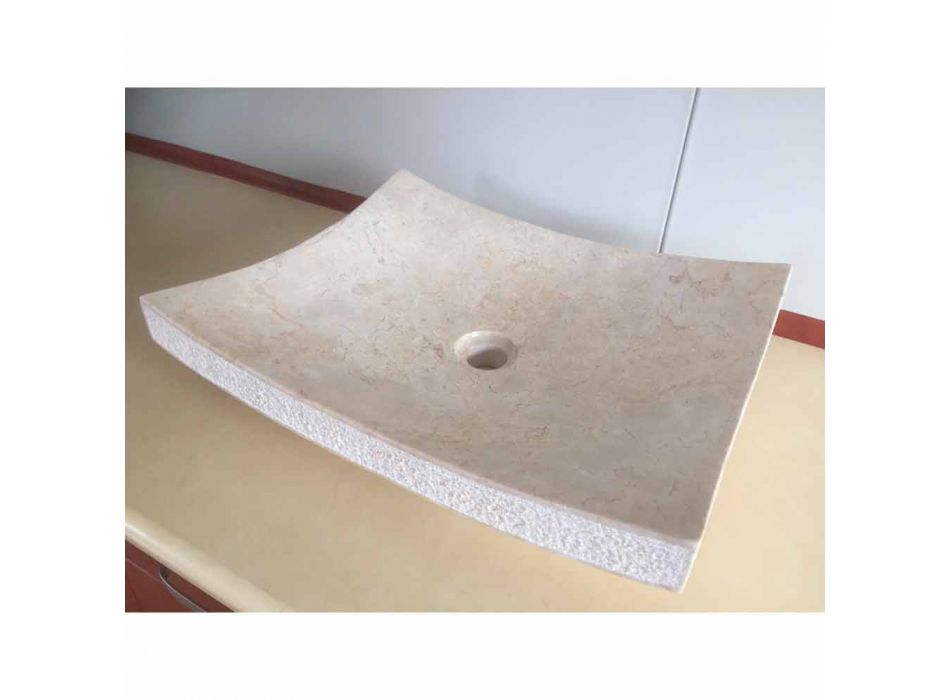Lavatório em pedra natural de design de amor branco, peça única Viadurini
