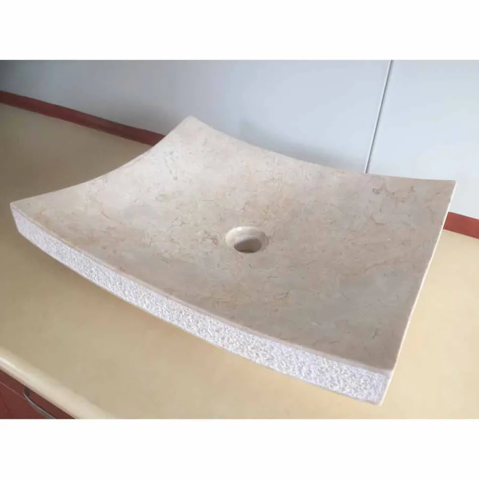 Lavatório em pedra natural de design de amor branco, peça única Viadurini