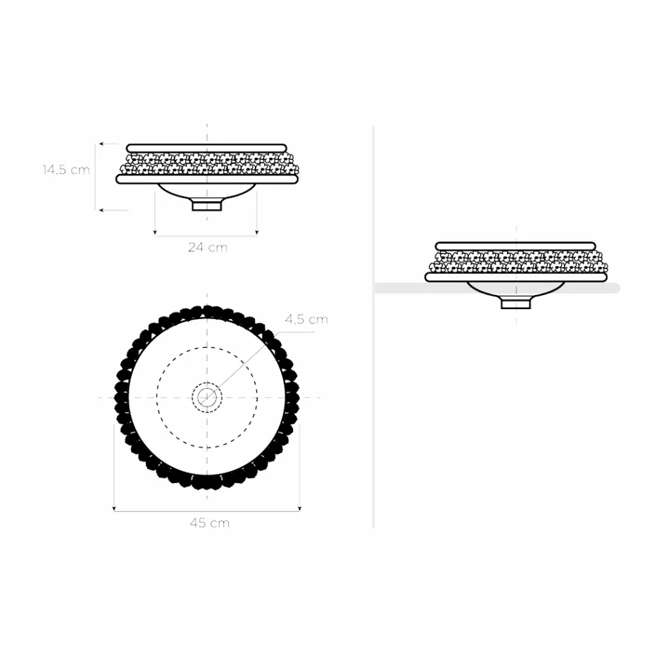Lavatório de porcelana com pétalas aplicadas à mão Made in Italy - Amarone Viadurini