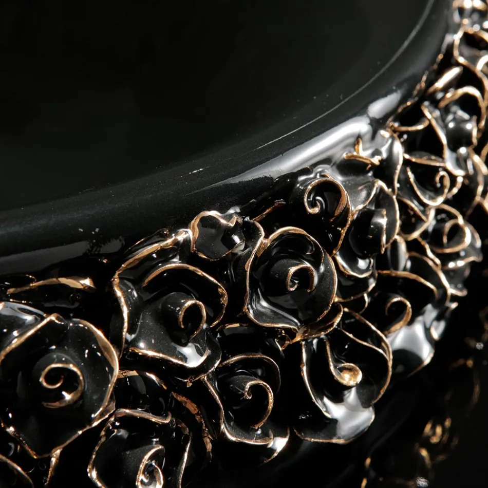 Lavatório de porcelana com pétalas aplicadas à mão Made in Italy - Amarone Viadurini