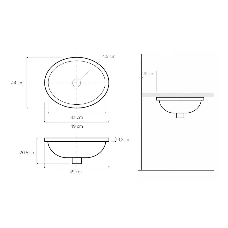 Pia embutida em Fire Clay com faixa em diversos acabamentos Made in Italy - Erioli Viadurini