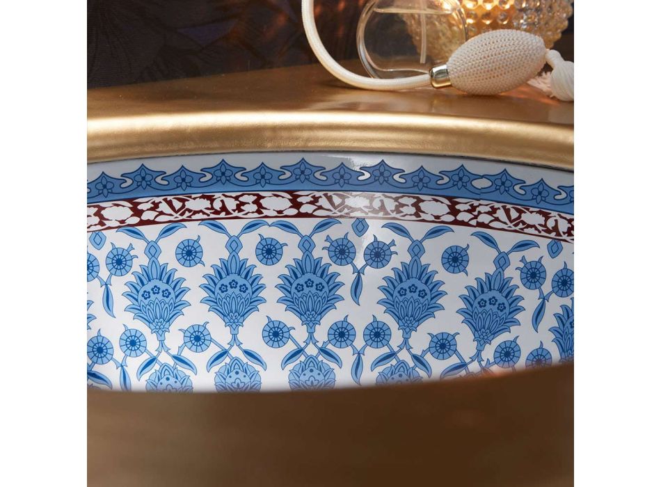 Pia embutida em Fire Clay com decoração Marrakesh Made in Italy - Erioli Viadurini