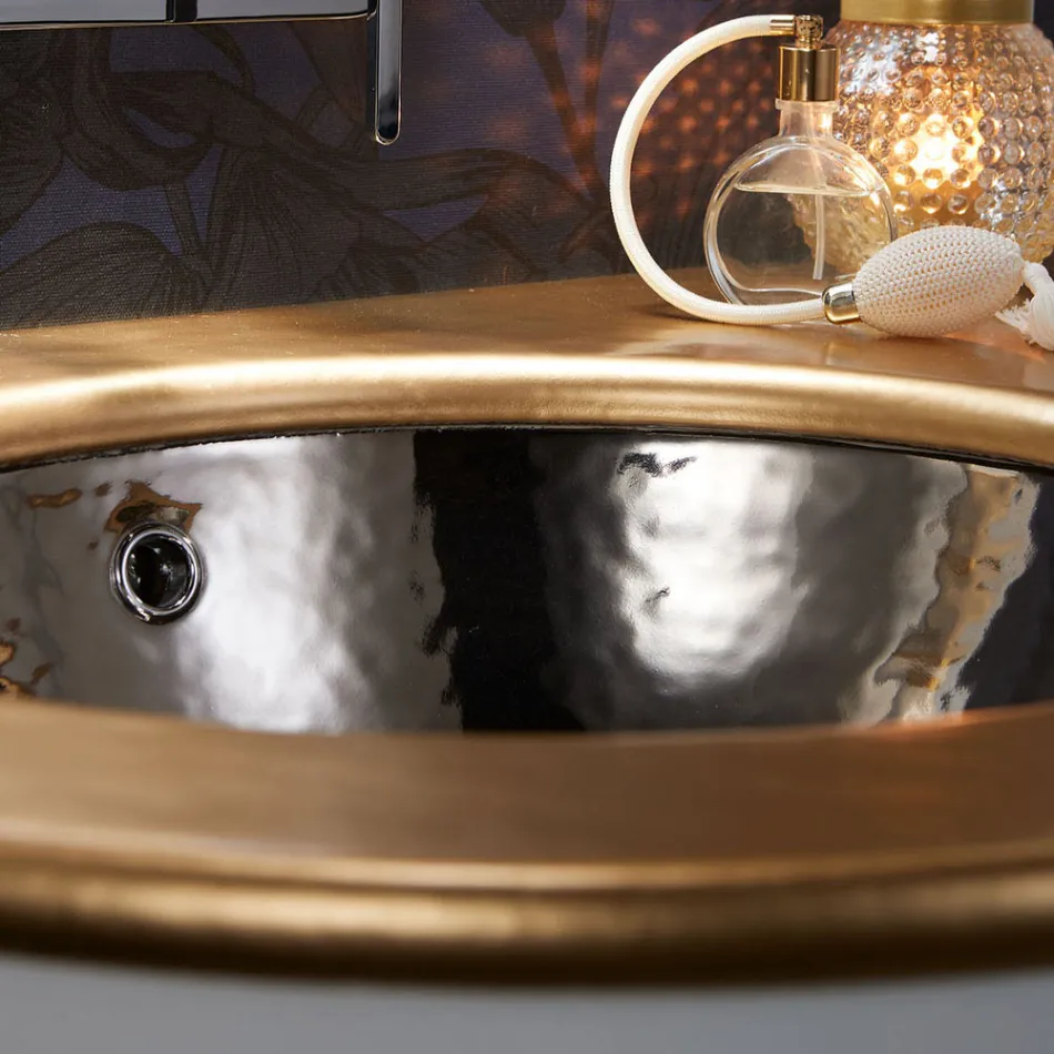 Lavatório embutido em Fire Clay de 3 Acabamentos Made in Italy - Erioli Viadurini