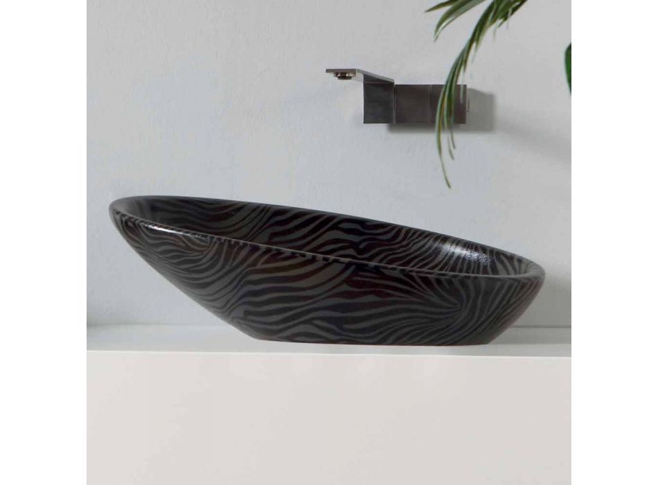 Lavatório de cerâmica de bancada moderna com cerâmica de cor prata feita na Itália brilhante Viadurini