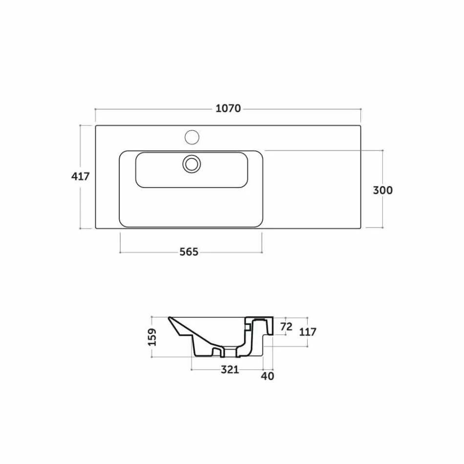 Moderna Esquerda e Recuada Bacia em Ceramica Maida Viadurini
