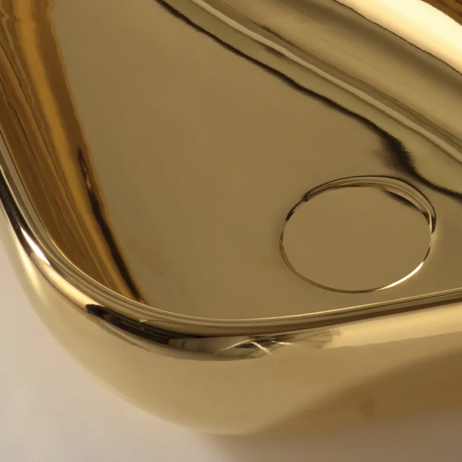 Lavatório de bancada moderno em cerâmica dourada fabricado na Itália Sofia Viadurini