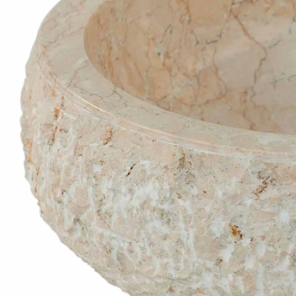 Lavatório moderno de bancada em pedra natural branca Lola, peça única Viadurini