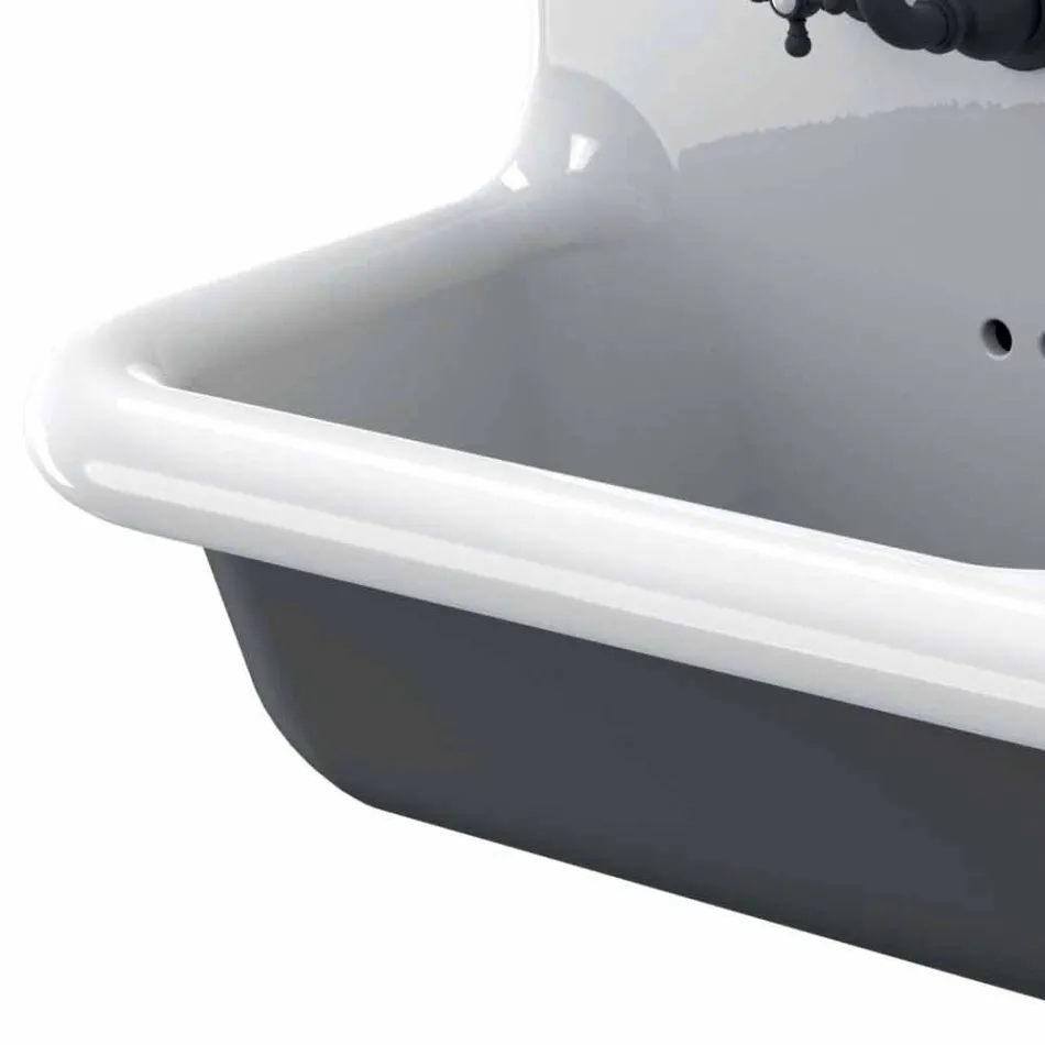 Lavatório duplo suspenso contemporâneo de cerâmica Jack Viadurini