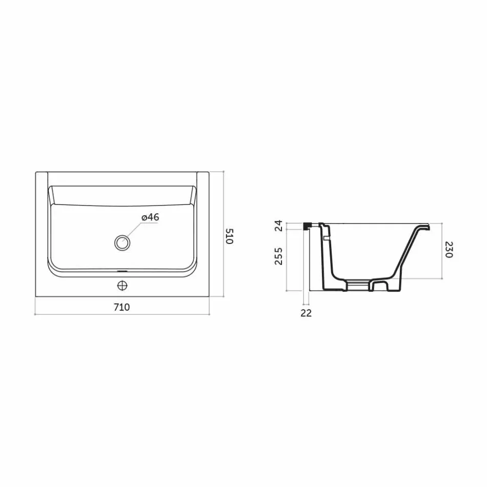 Lavatório moderno de um furo em cerâmica branca ou panamenha Viadurini