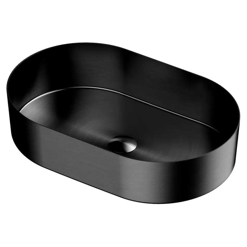 Lavatório de Apoio Oval em Aço Inox em Diferentes Acabamentos - Anêmona Viadurini