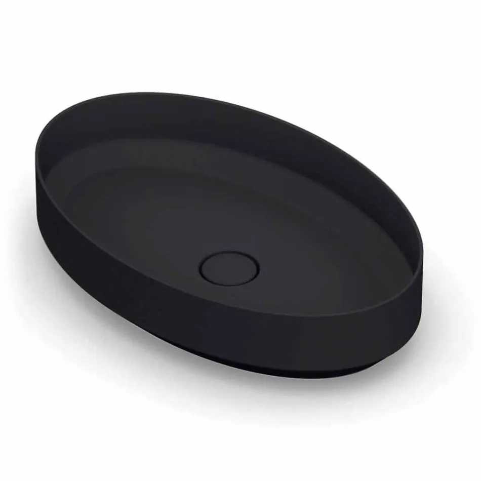 Lavatório de cerâmica de bancada oval feito na Itália, Yoel Viadurini