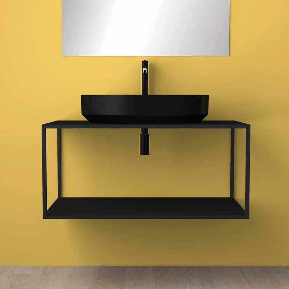 Lavatório de cerâmica de bancada oval feito na Itália, Yoel Viadurini