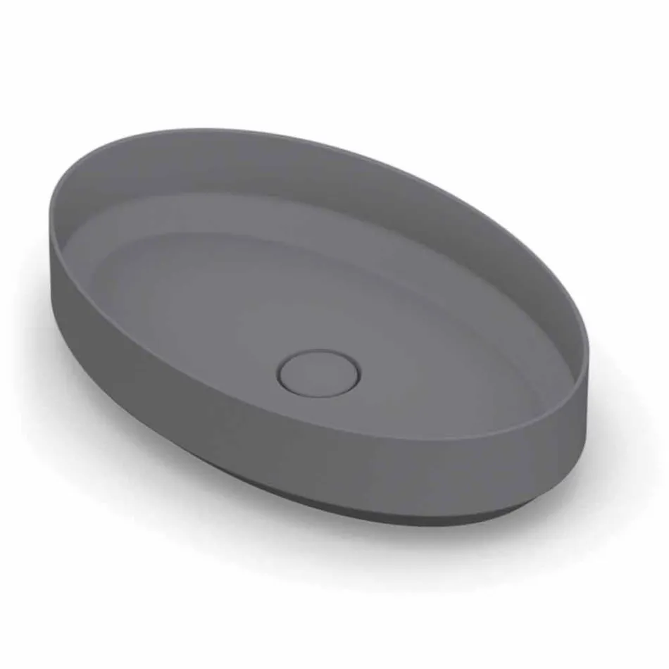 Lavatório de cerâmica de bancada oval feito na Itália, Yoel Viadurini