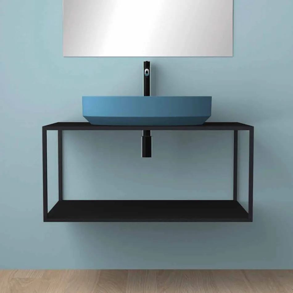 Lavatório de cerâmica de bancada oval feito na Itália, Yoel Viadurini