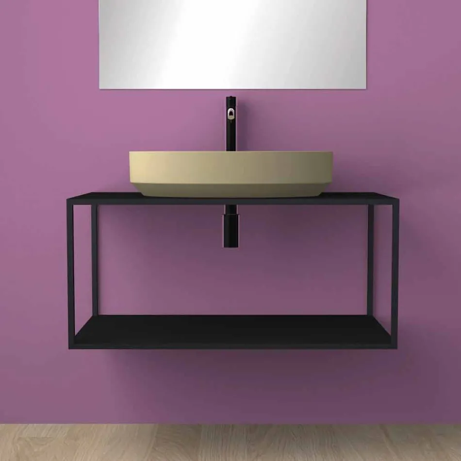 Lavatório de cerâmica de bancada oval feito na Itália, Yoel Viadurini