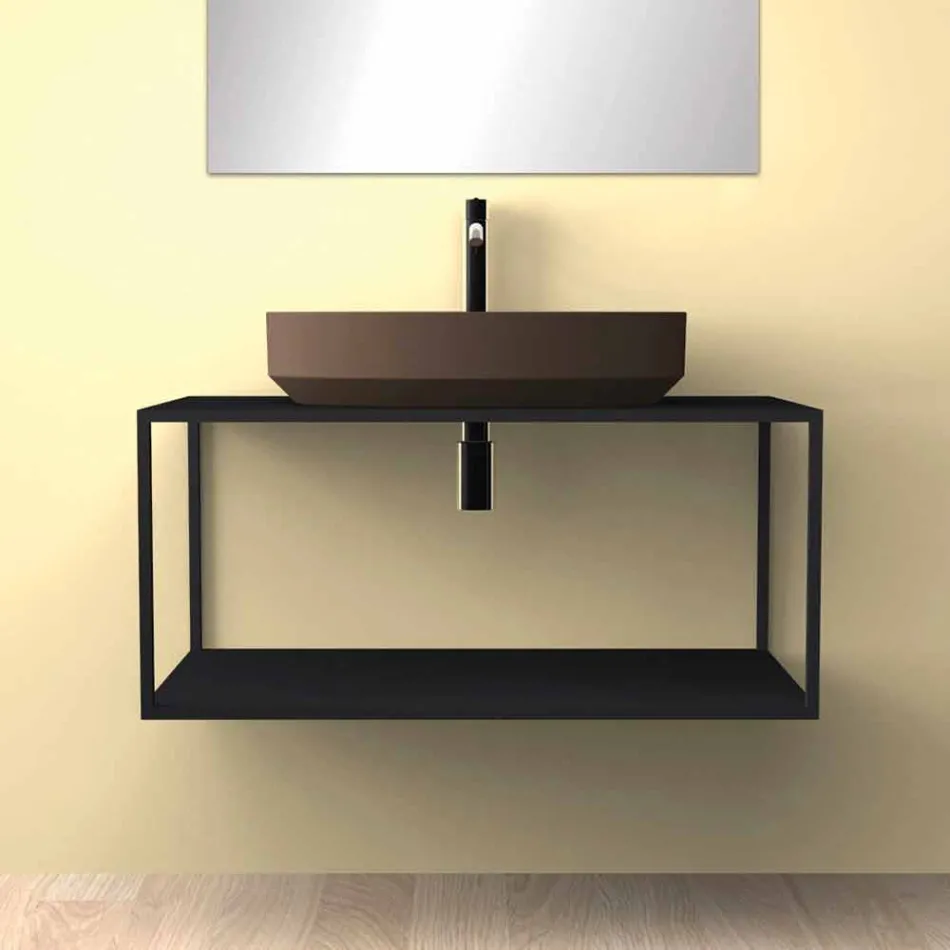 Lavatório de cerâmica de bancada oval feito na Itália, Yoel Viadurini