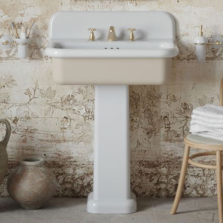 Pia de banheiro retangular de cerâmica com pedestal - Noah Viadurini