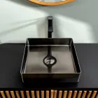 Lavatório de apoio quadrado em aço inox em diversos acabamentos - Calendula Viadurini