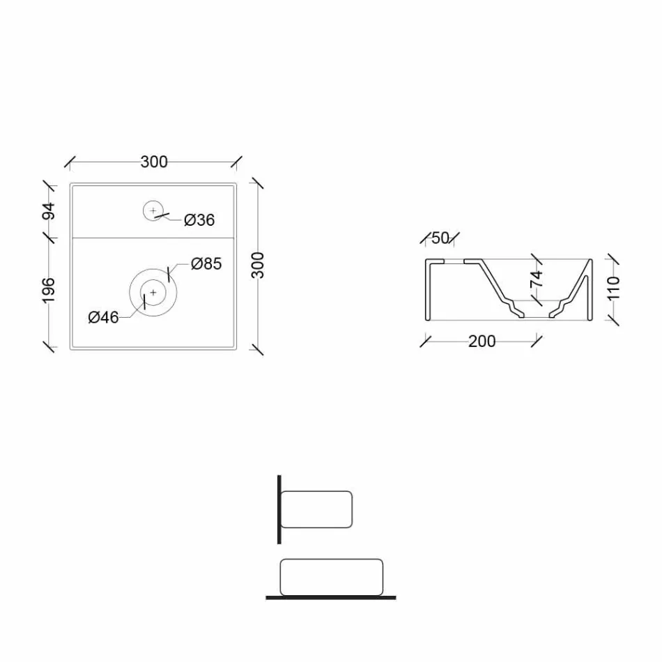 Lavatório de cerâmica quadrado ou retangular de design moderno fabricado na Itália - ato Viadurini