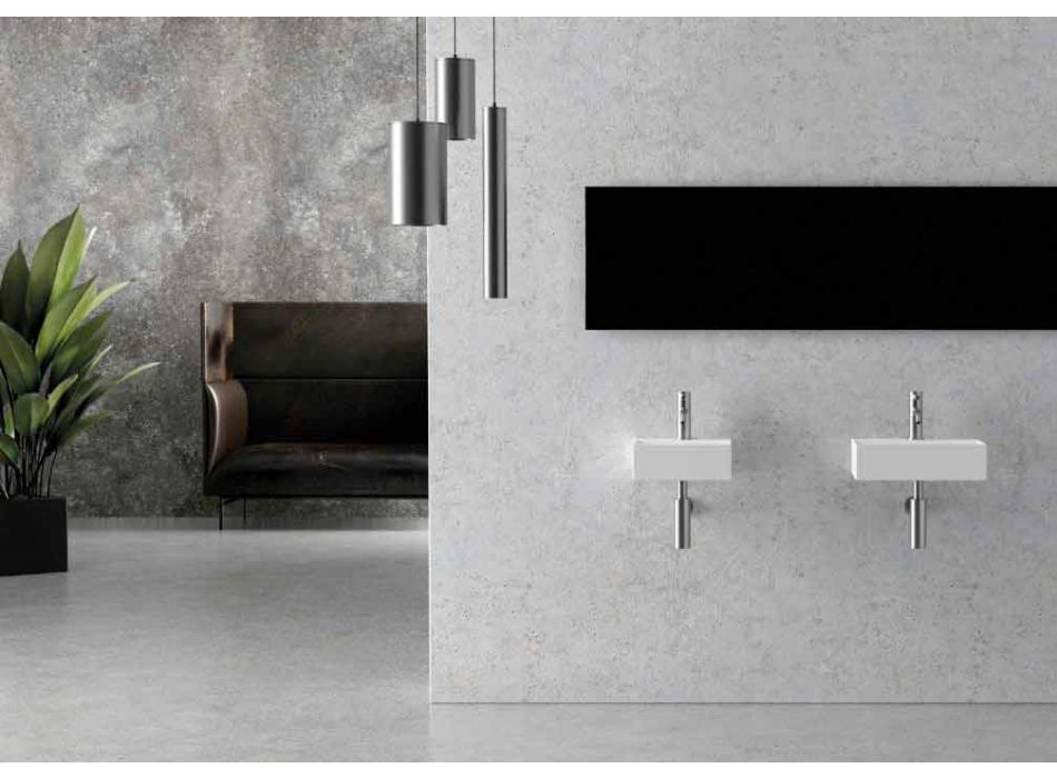 Lavatório de cerâmica quadrado ou retangular de design moderno fabricado na Itália - ato Viadurini